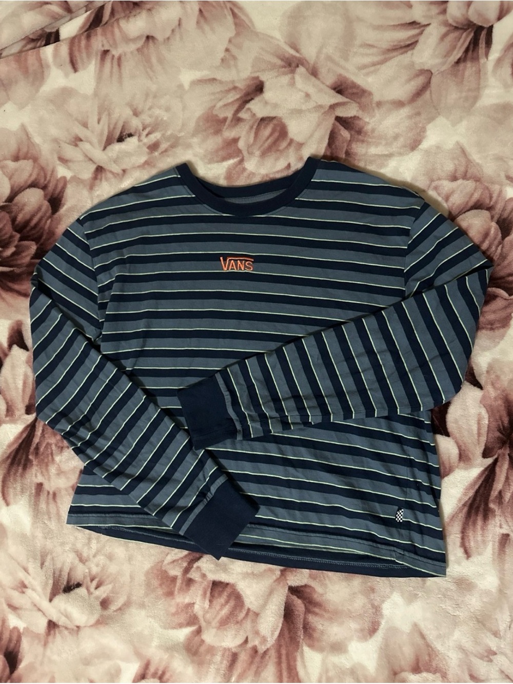 Vans Navy and Light Blue Striped long sleeve